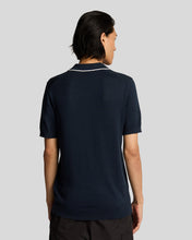 Load image into Gallery viewer, Lyle and Scott Tipped Knitted Polo Top Navy