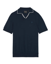 Load image into Gallery viewer, Lyle and Scott Tipped Knitted Polo Top Navy