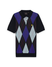 Load image into Gallery viewer, Lyle and Scott Archive Argyle Knit Polo Navy
