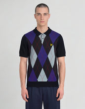 Load image into Gallery viewer, Lyle and Scott Archive Argyle Knit Polo Navy