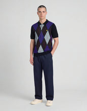 Load image into Gallery viewer, Lyle and Scott Archive Argyle Knit Polo Navy