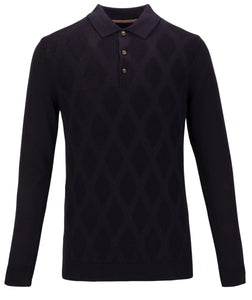 Guide London Texture Knit Polo Navy