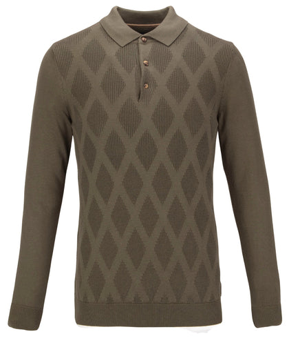 Guide London Texture Knit Polo Olive