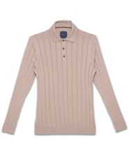 Load image into Gallery viewer, Guide London Stripe Pattern Knitted Polo Top Stone