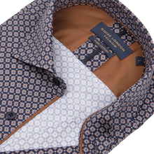 Load image into Gallery viewer, Guide London Geometric Shirt Navy with Tan