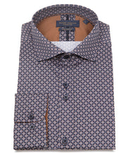 Load image into Gallery viewer, Guide London Geometric Shirt Navy with Tan