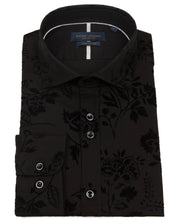Load image into Gallery viewer, Guide London Floral Flock Print Shirt Black