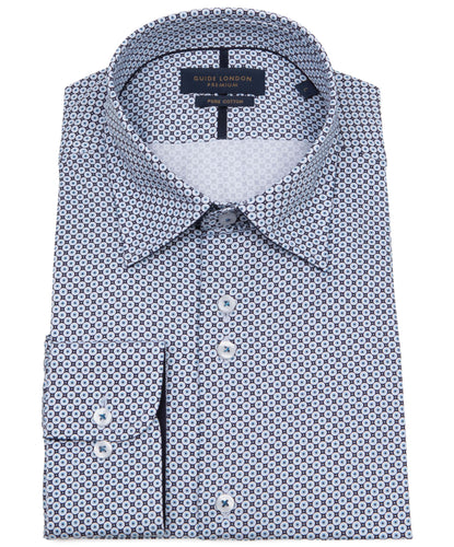 Guide London Geomertric Print Shirt Blue