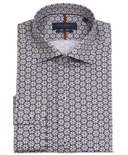 Guide London Repeat Floral Print Shirt Tan