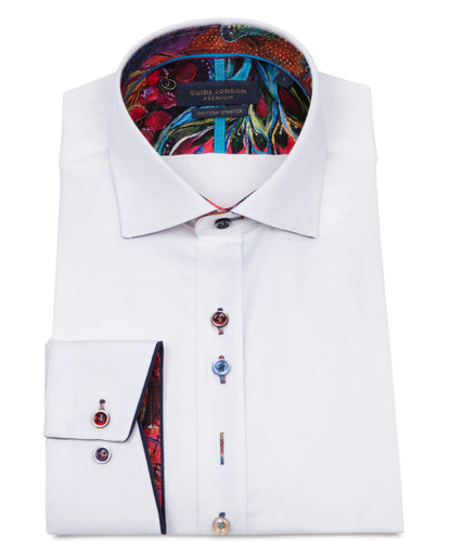 Guide London Multi Button Trim Plain Shirt White