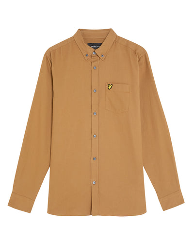 Lyle and Scott Plain Flannel Shirt Tigers Eye