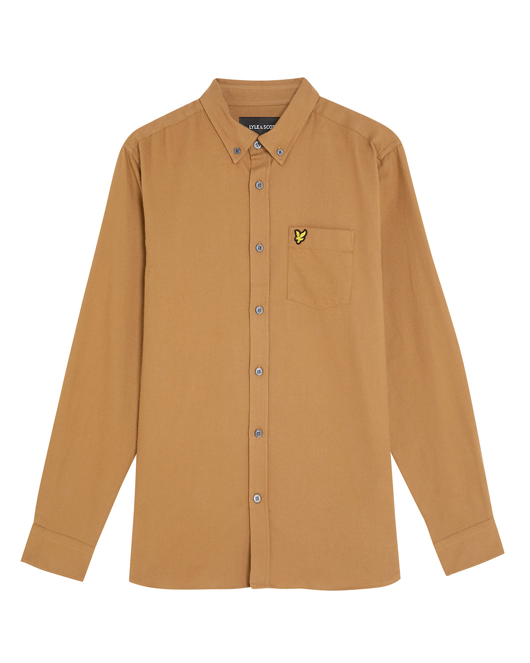 Lyle and Scott Plain Flannel Shirt Tigers Eye