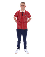 Load image into Gallery viewer, Fila BB1 Vintage Stripe Polo Top Garnet