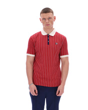 Load image into Gallery viewer, Fila BB1 Vintage Stripe Polo Top Garnet