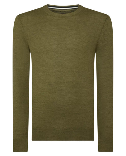 Remus Uomo Crew Neck Merino Knit Green