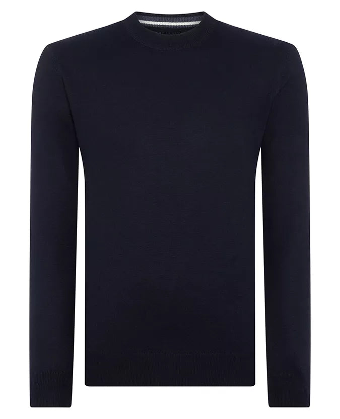 Remus Uomo Crew Neck Merino Knit Jumper Navy