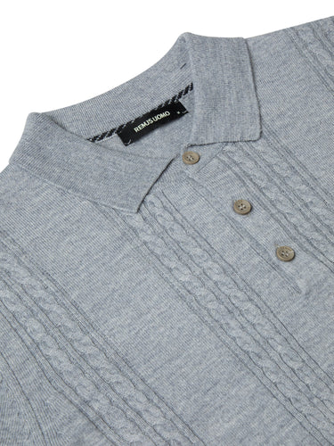 Remus Uomo Knitted Polo Light Grey