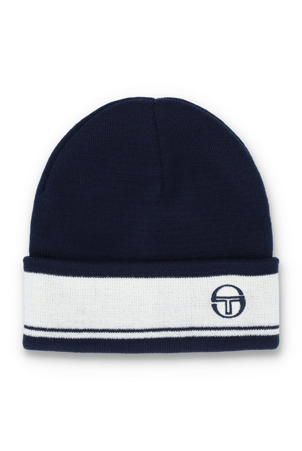 Sergio Tacchini Sellarz Jacquard Striped Turn Up Beanie Navy