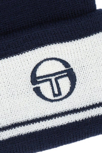 Sergio Tacchini Sellarz Jacquard Striped Turn Up Beanie Navy