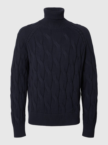 Selected Homme Callo Roll Neck Jumper Navy