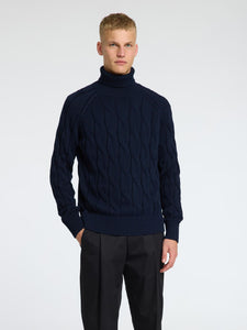 Selected Homme Callo Roll Neck Jumper Navy