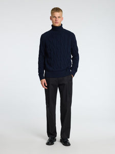 Selected Homme Callo Roll Neck Jumper Navy