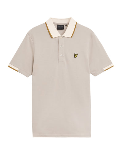 Lyle and Scott Half Tipped Polo Top Pale Grey