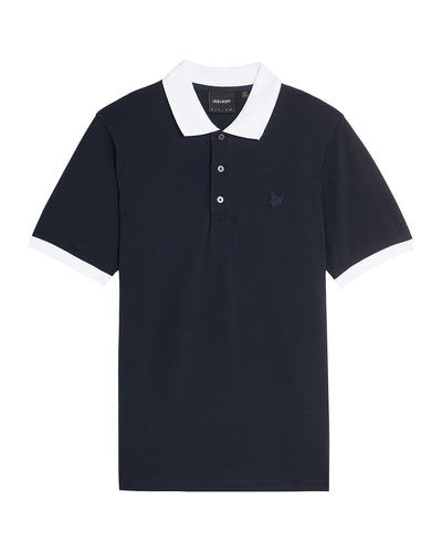 Lyle and Scott Superfine Contrast Polo Top Navy