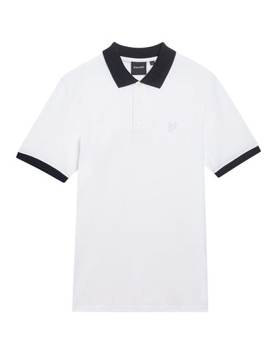 Lyle and Scott Superfine Contrast Polo Top White