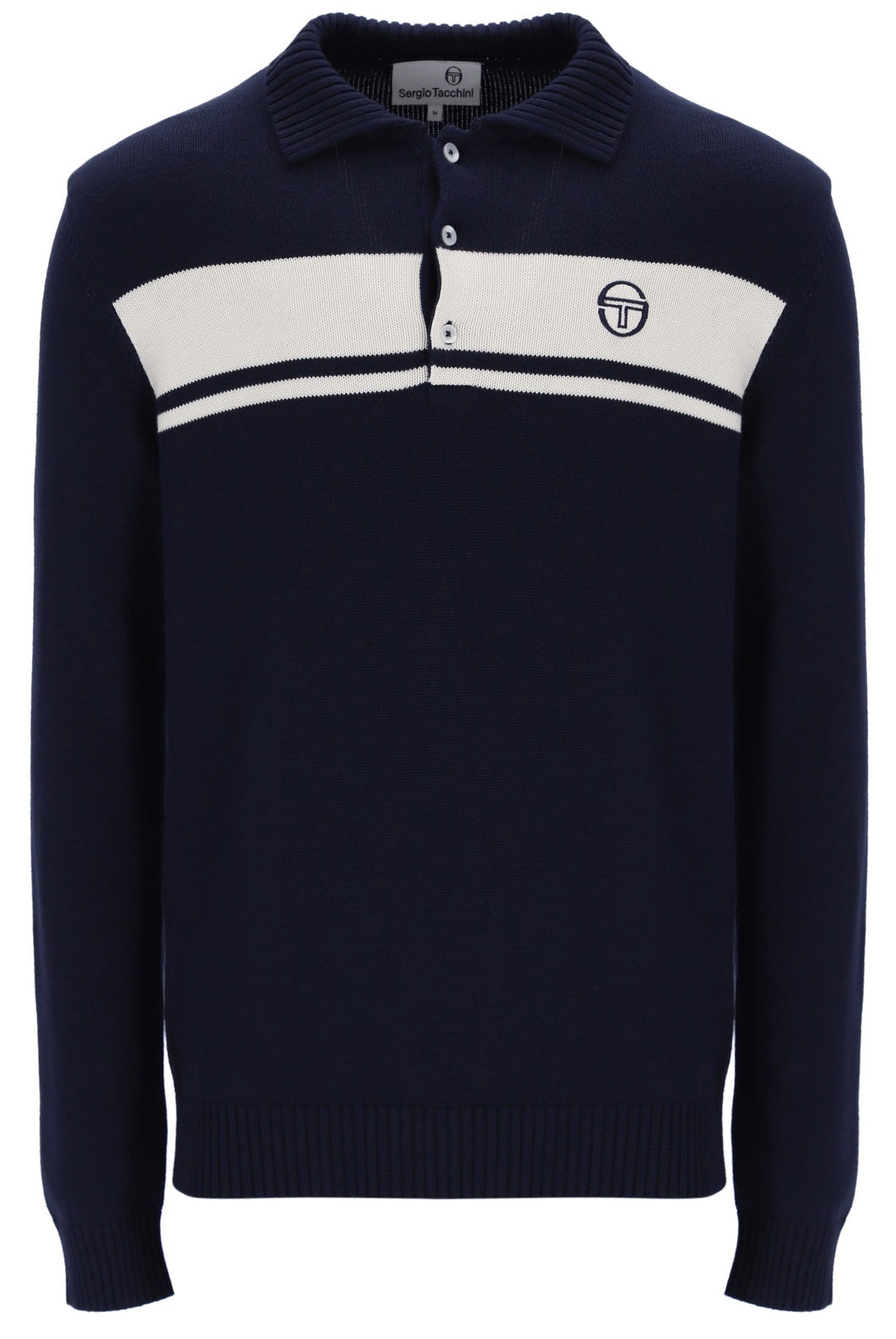 Sergio Tacchini Damarindo Long Sleeve Knit Polo Navy