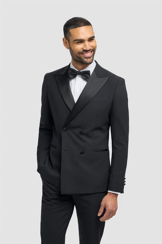 Cavani Aspen Double Breasted Tux Blazer Black