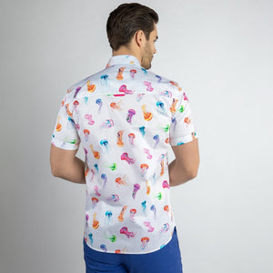Claudio Lugli Jelly Fish Print Shirt White