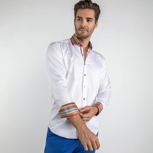 Claudio Lugli Plain Shirt With Stripe Collar White