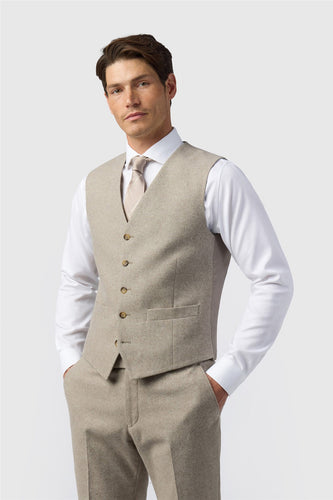 Alexandre London Dalston Donegal Waistcoat Taupe