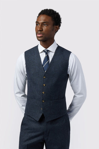 Alexandre London Dalston Donegal Waistcoat Navy
