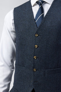 Alexandre London Dalston Donegal Waistcoat Navy