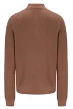 Load image into Gallery viewer, Fila Elia Brick Knit Textured Polo Raw Umber