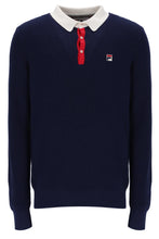 Load image into Gallery viewer, Fila Nowell Waffle Long Sleeve Polo Top Navy