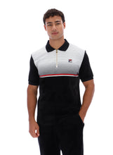 Load image into Gallery viewer, Fila Paco Velour Zip Polo Top Black