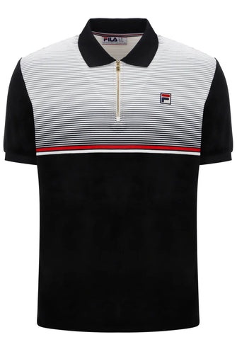 Fila Paco Velour Zip Polo Top Black