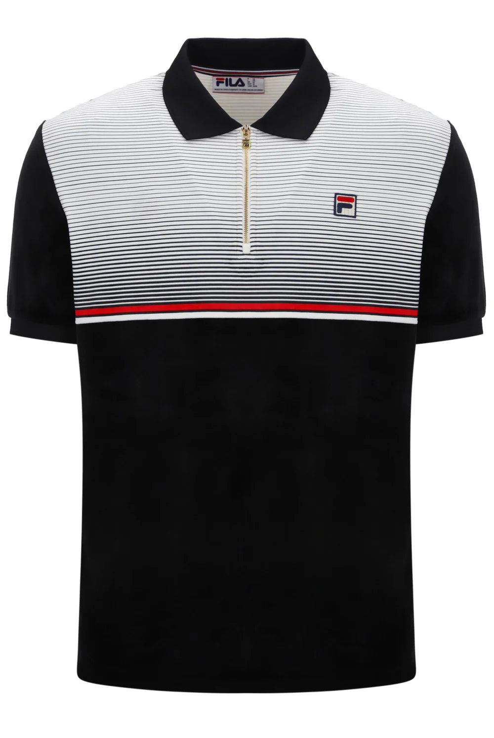 Fila Paco Velour Zip Polo Top Black