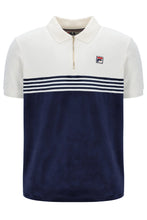 Load image into Gallery viewer, Fila Lennox Stripe Velour Polo Top Navy