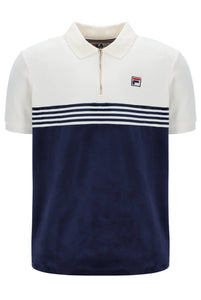 Fila Lennox Stripe Velour Polo Top Navy