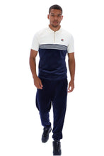 Load image into Gallery viewer, Fila Lennox Stripe Velour Polo Top Navy