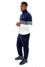 Load image into Gallery viewer, Fila Merrick Stripe Velour Jacket Navy