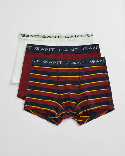 Gant 3 Pack Trunks Multi Striped Plumped Red