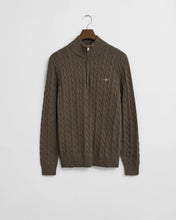Load image into Gallery viewer, Gant Cotton Cable Knit Half Zip Jumper Seawood Melange