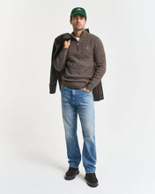 Load image into Gallery viewer, Gant Cotton Cable Knit Half Zip Jumper Seawood Melange