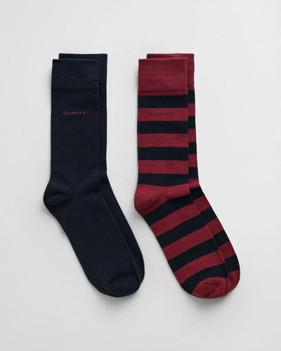 Gant Barstriped and Solid Socks Plumped Red