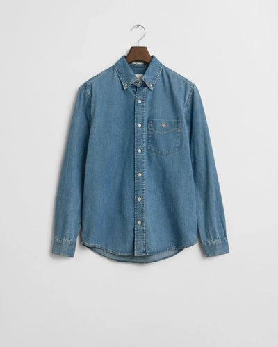 Gant Regular Fit Denim Shirt Light Blue